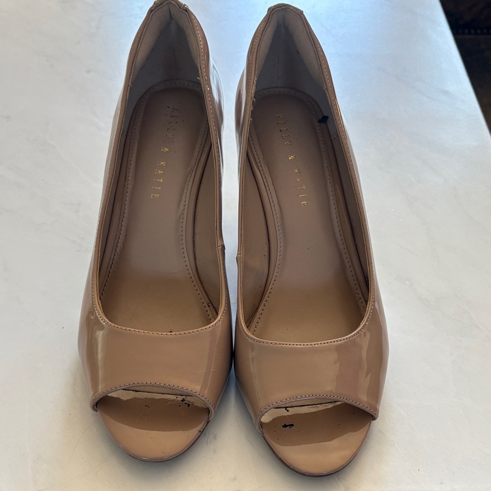 Kelly & Katie Nude Peep Toe Heels